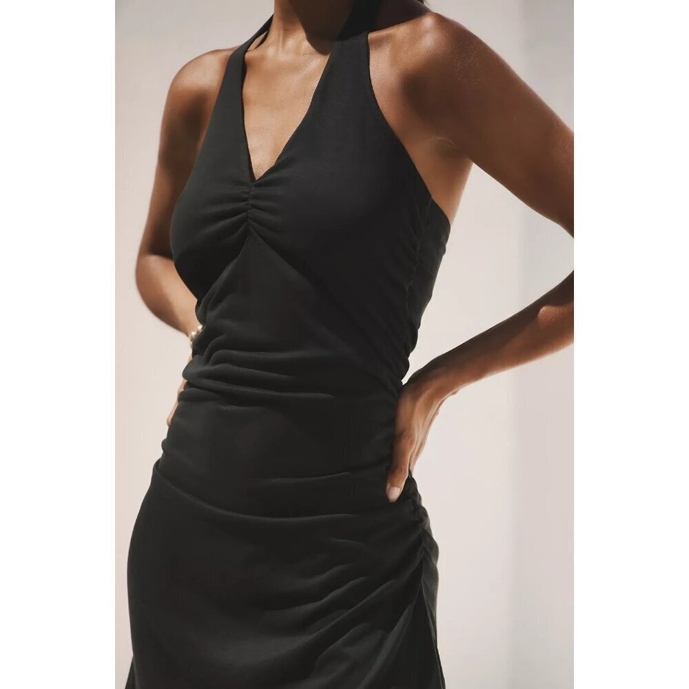 ANTHROPOLOGIE New The Ariana Halter Mini Dress Size XL Black - Picture 2 of 4